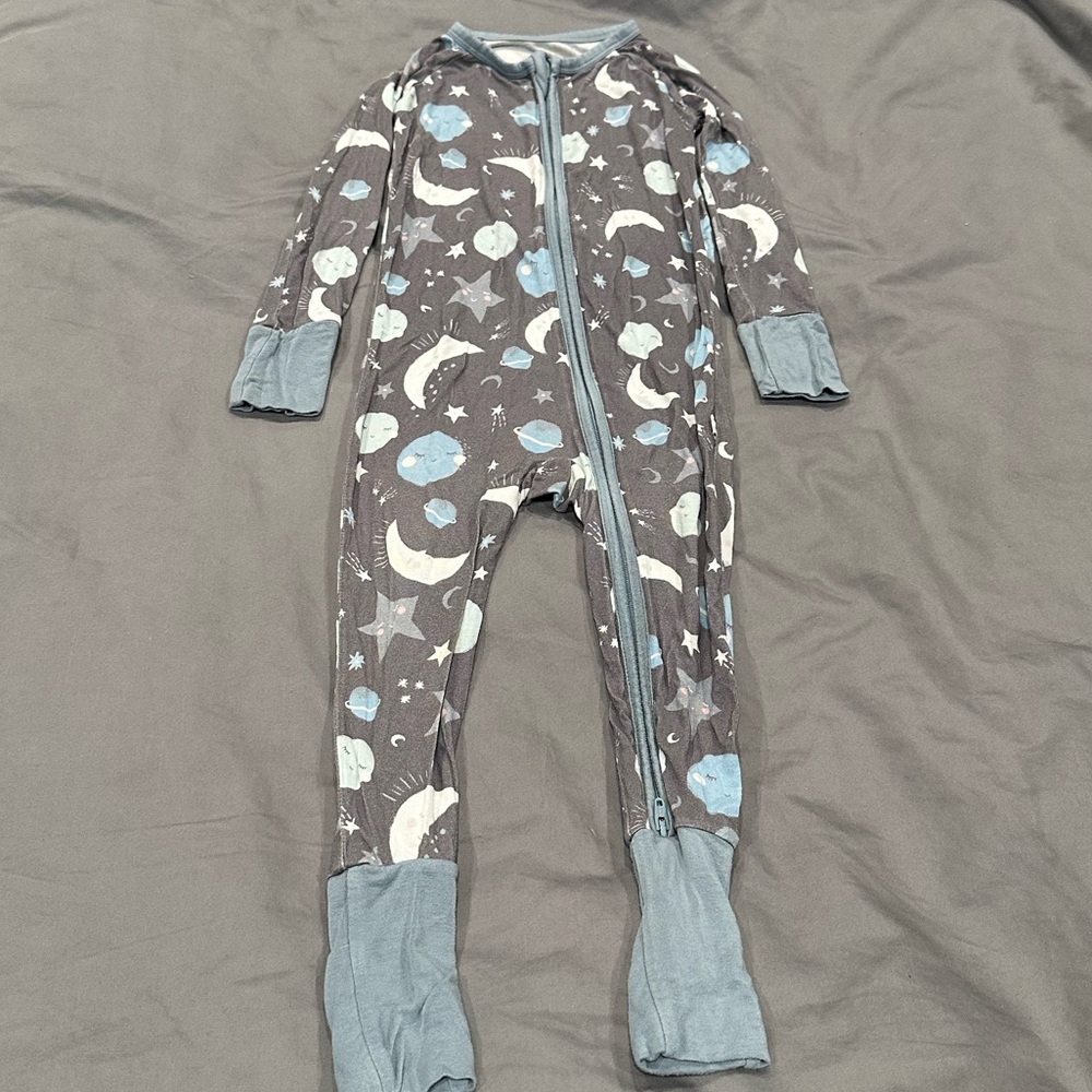 Little Sleepies Blue to the Moon & Back zippies